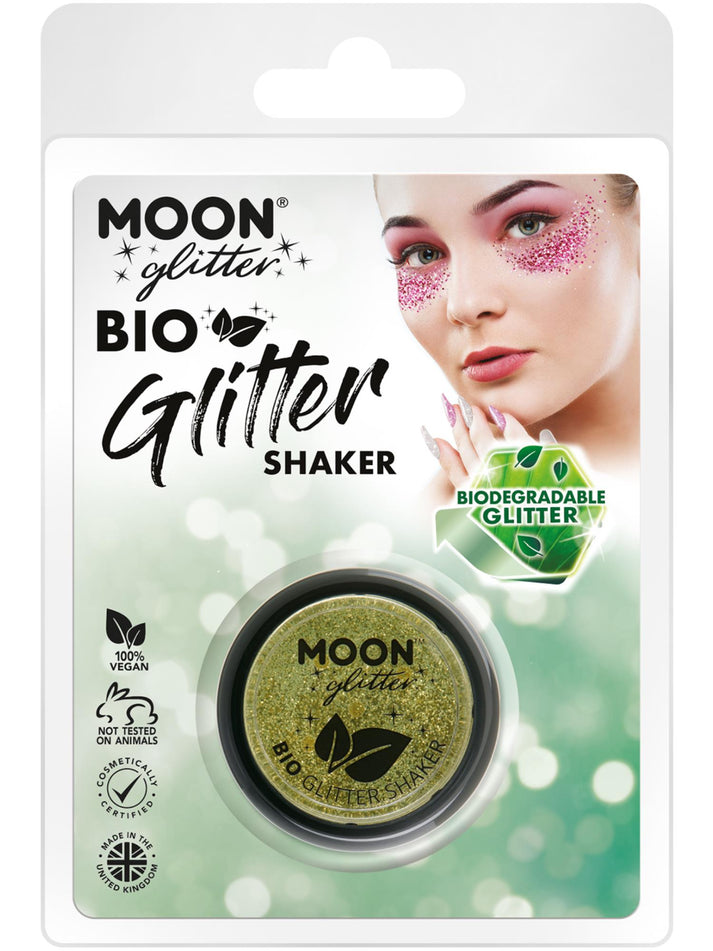Moon Glitter Bio Gold Glitter Shakers Eco Friendly Costume Make Up 5gm Clamshell