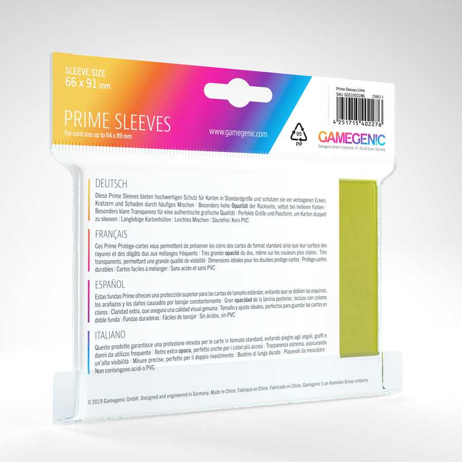 Prime Sleeves Lime 100 Card Sleeve by Gamegenic 2