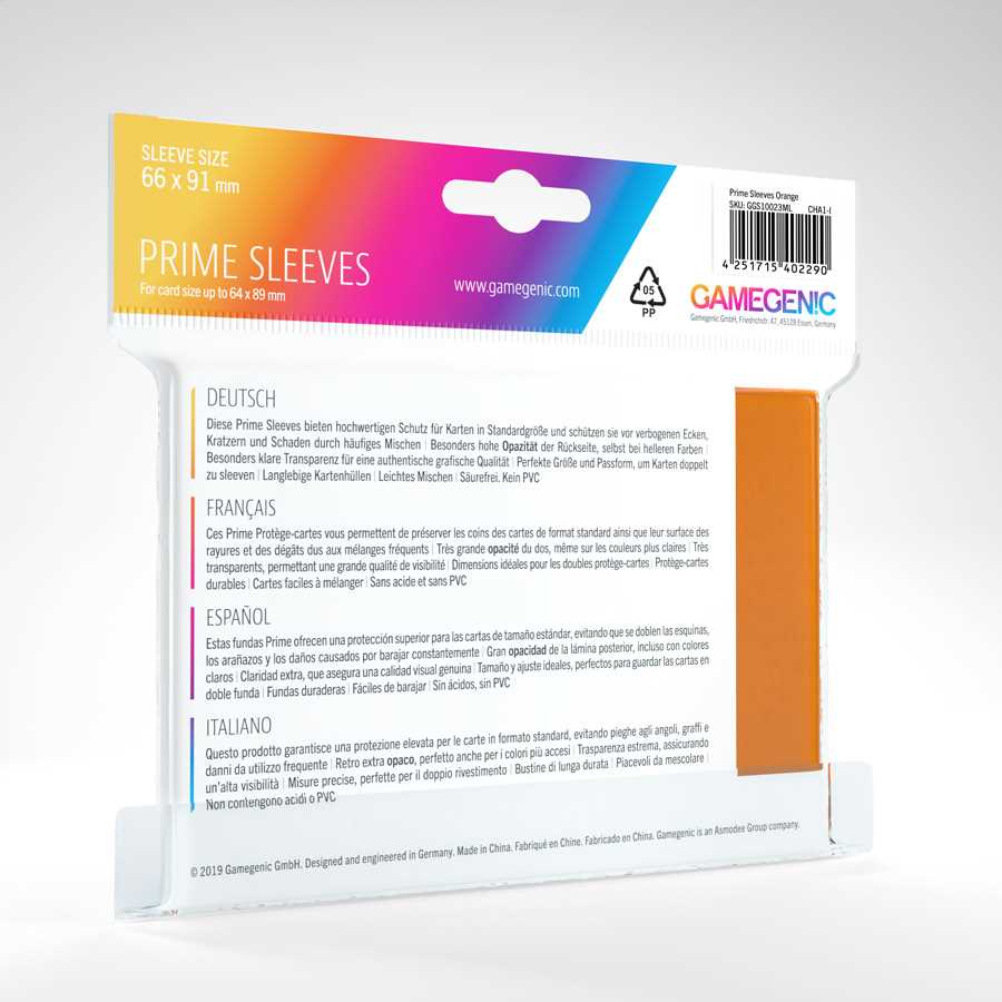 Prime Sleeves Orange 100 Card Sleeve by Gamegenic 2