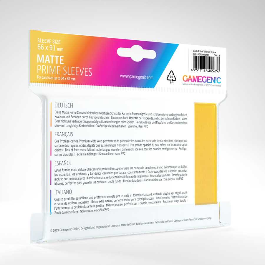UNIT Gamegenic Matte Prime Sleeves Yellow 100 ct Gaming Accessory 2