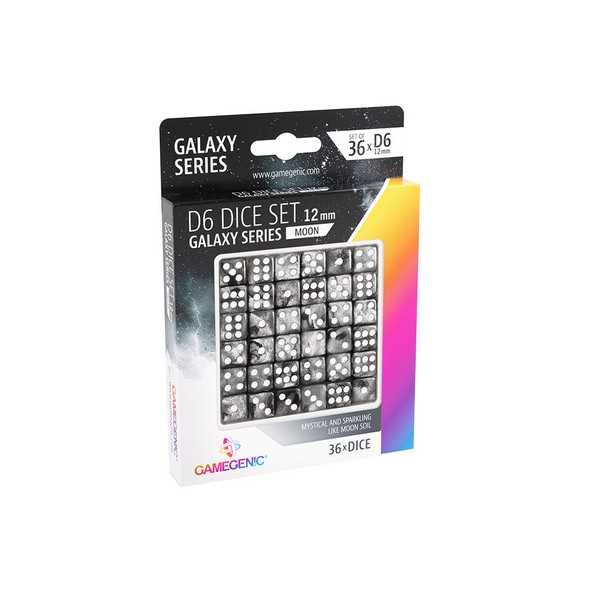 UNIT Gamegenic Galaxy Series - Moon - D6 Dice Set 12 mm (36 pcs) Black