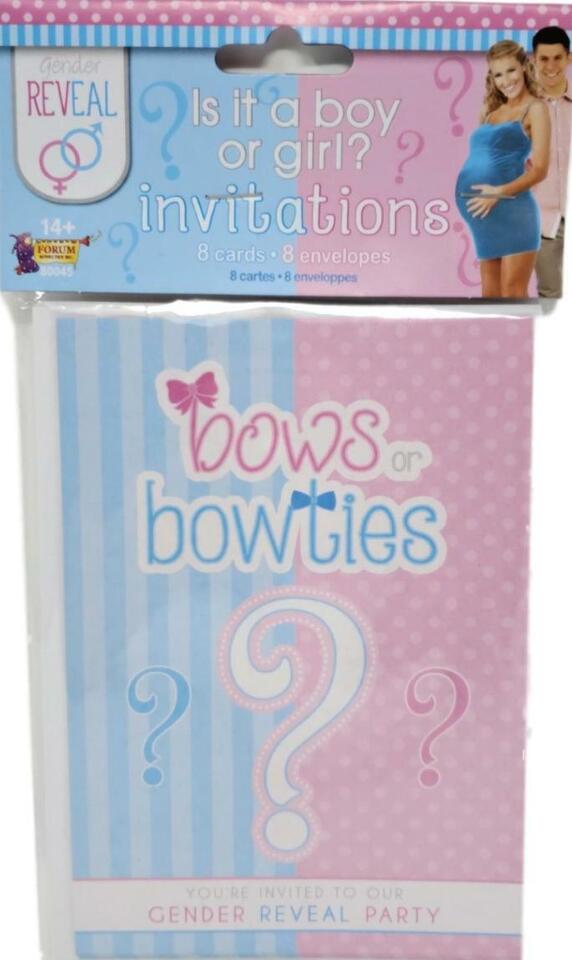 Gender Reveal Invitation Pack of 8 3