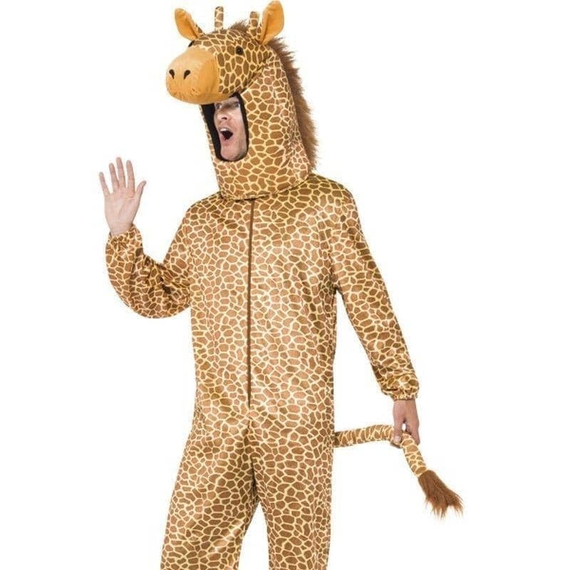 Giraffe Costume Adult Orange Bodysuit Hood_1