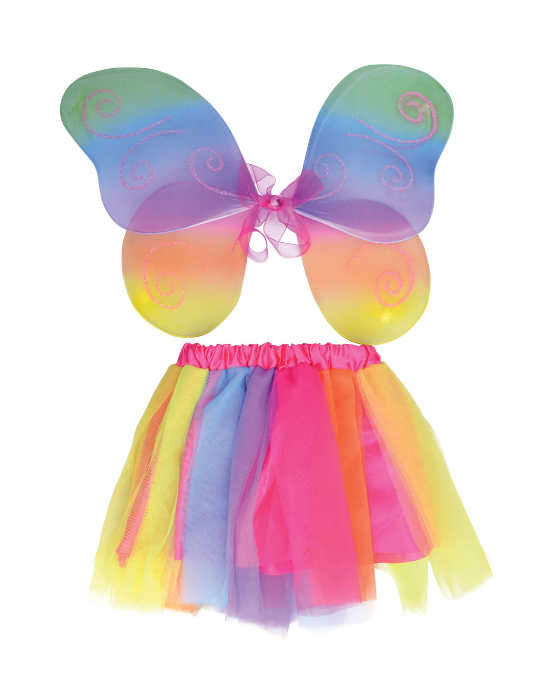 Girls Fairy Wings + Tutu Set Rainbow Instant Disguises Female Halloween Costume_1