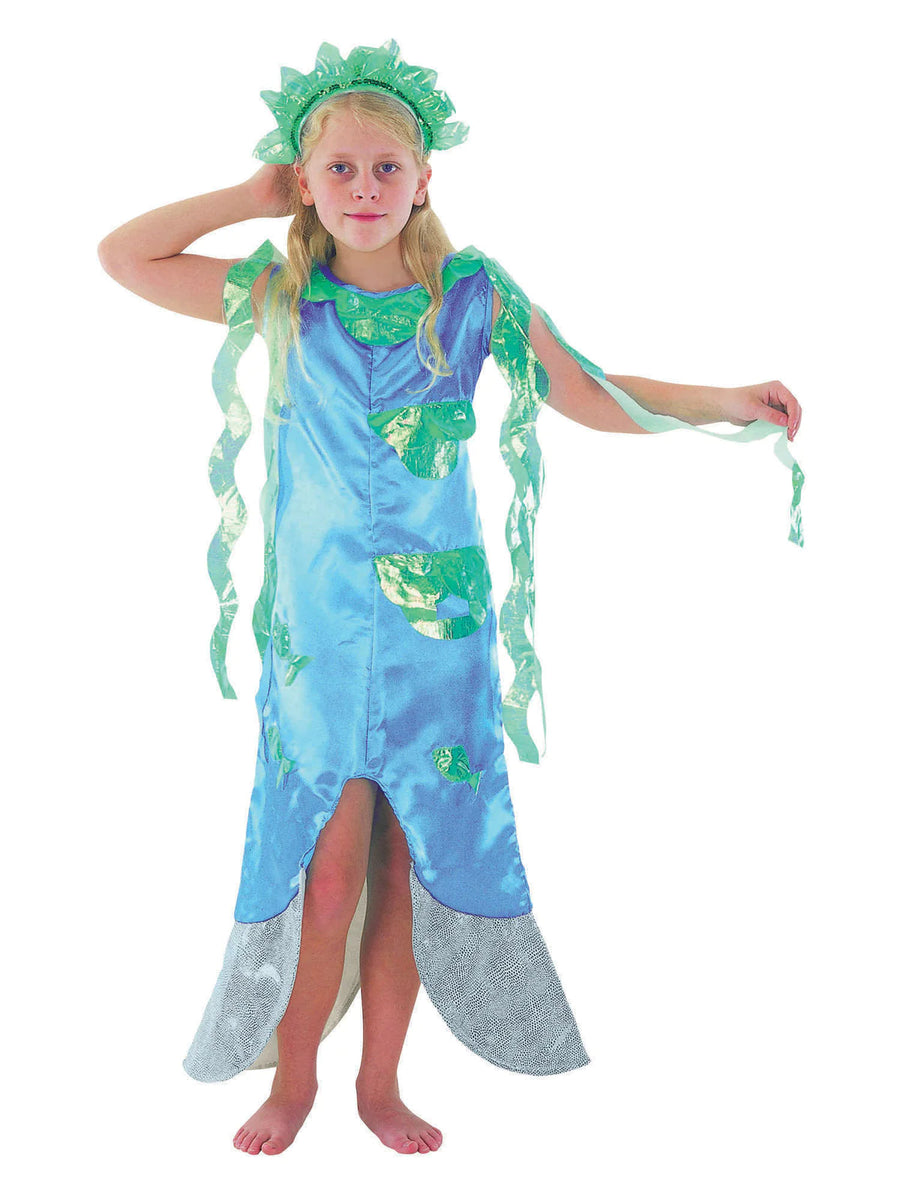 Girls Mermaid Costume with Dress & Seaweed Crown_1