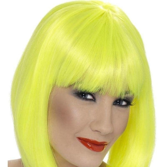 Glam Wig Yellow Short Blunt With Fringe Adult Costume Hair 2