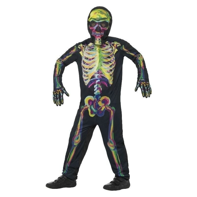 Glow In The Dark Skeleton Costume Kids Multi Coloured Jumpsuit_2