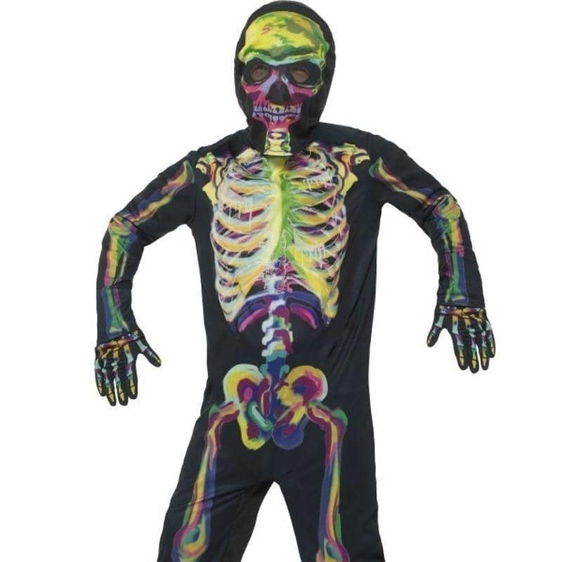 Glow In The Dark Skeleton Costume Kids Multi Coloured Jumpsuit_1