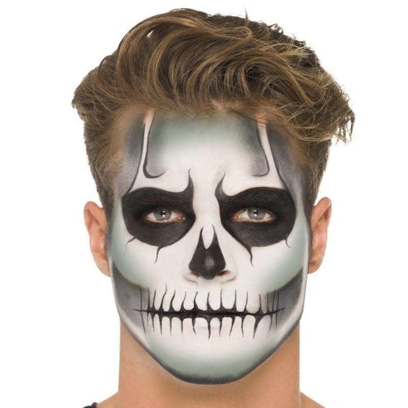 Glow In The Dark Skeleton Kit 3 Colour Facepaints GID Sachet Crayon Sponge Brush 6