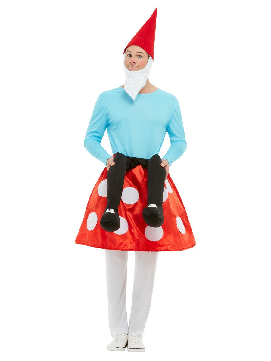 Gnome Toadstool Costume Adult Blue Red_2