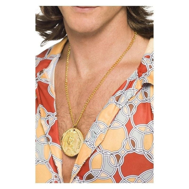 Gold Metal Medallion On Chain Adult_1