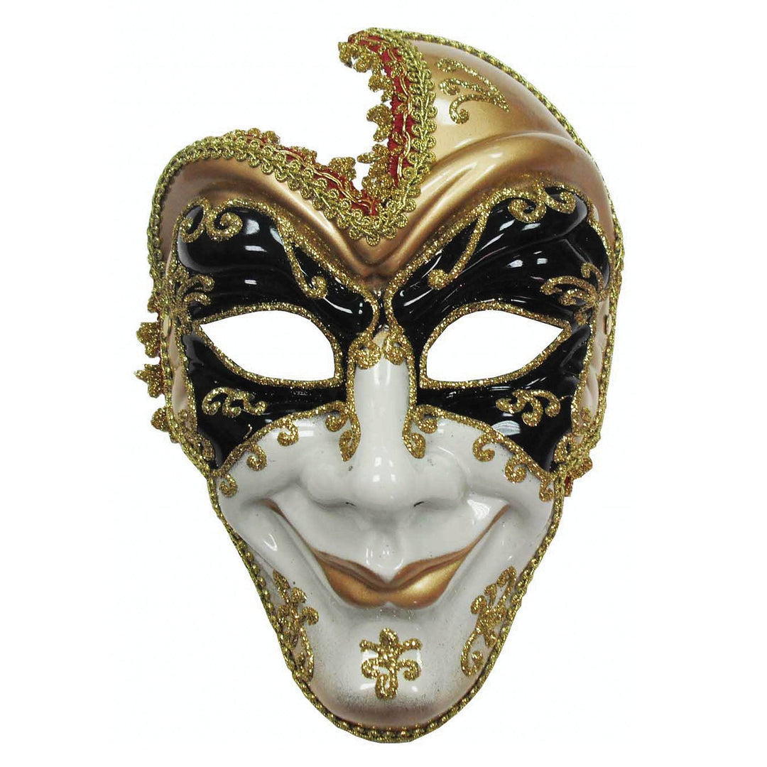 Gold Venetian Man Mask Full Face Glittery Swirls_1