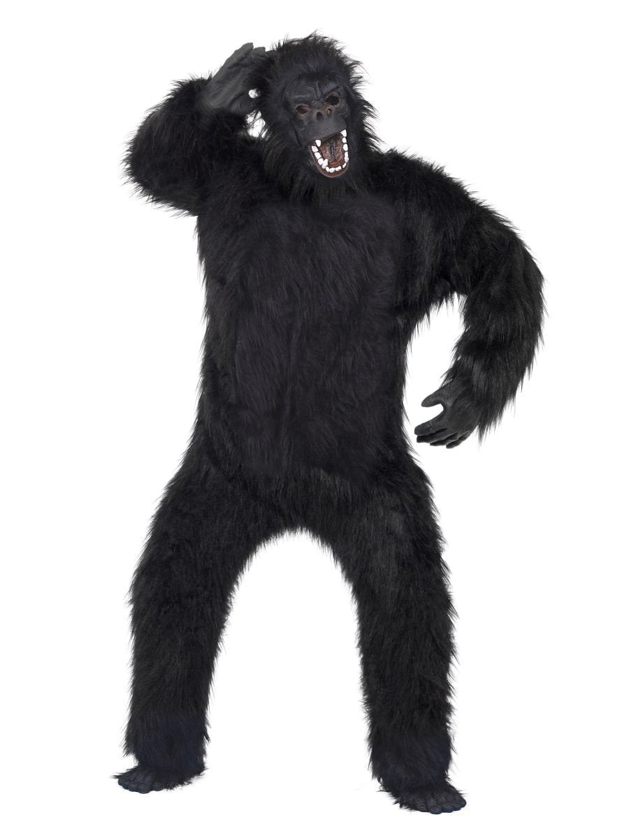 Gorilla Costume Adult Black Bodysuit Mask Hands Feet_2