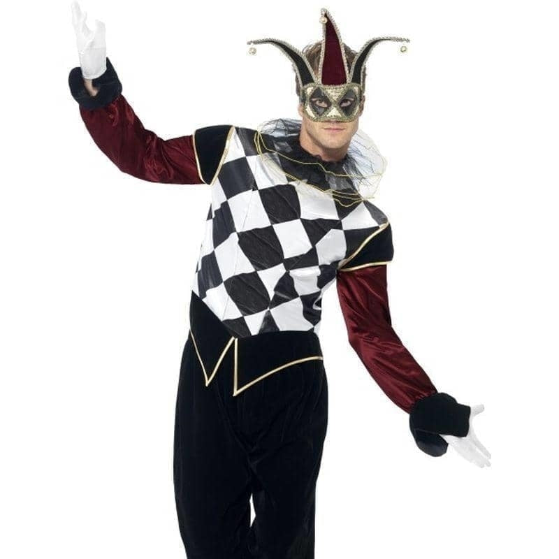 Gothic Venetian Harlequin Costume Adult White Black_2