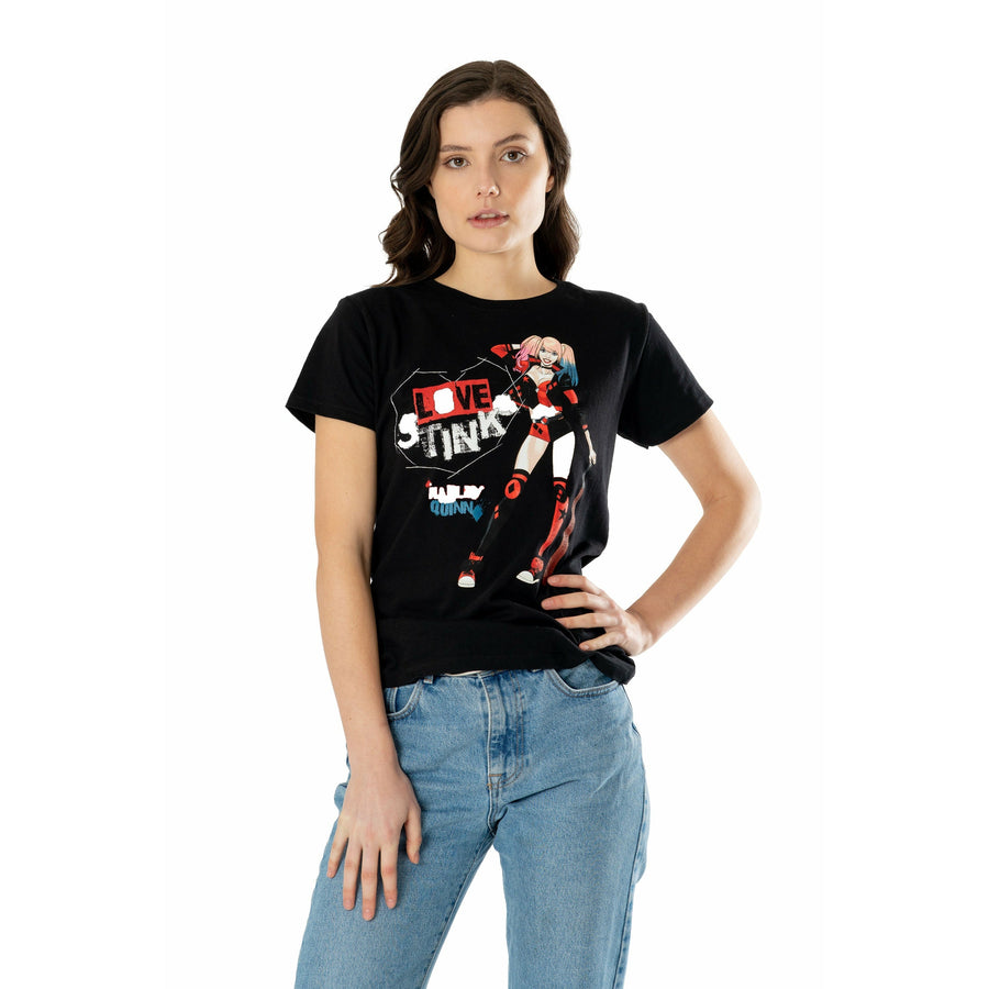 Harley Quinn Black Love Stinks T-Shirt DC Adult_1