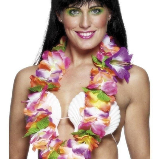 Hawaiian Lei Multi Coloured with Large Bright Flowers Adult Costume Accessory 2