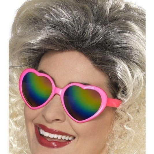 Heart Specs Pink with Rainbow Lenses Adult Costume Accessory 2