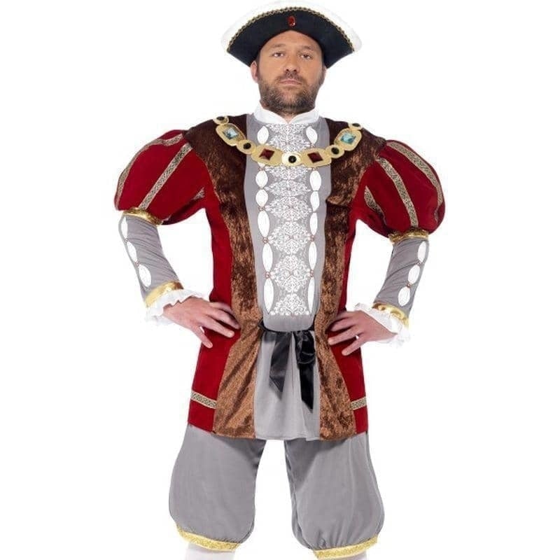 Henry VIII Deluxe Costume Adult Red Grey Jacket Pantaloons_1