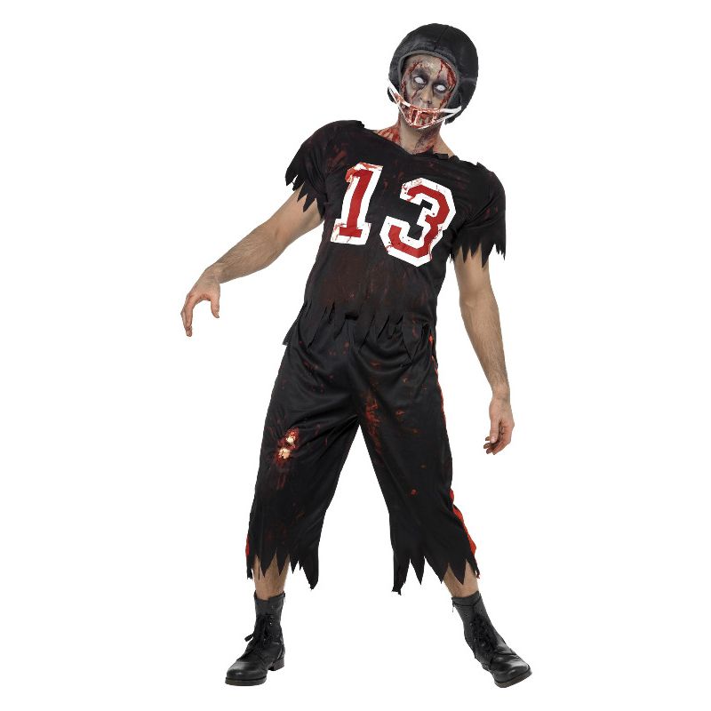High School Horror American Footballer Costume Bl Adult Black_1