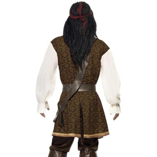 High Seas Pirate Costume Adult Jack Sparrow Brown 2