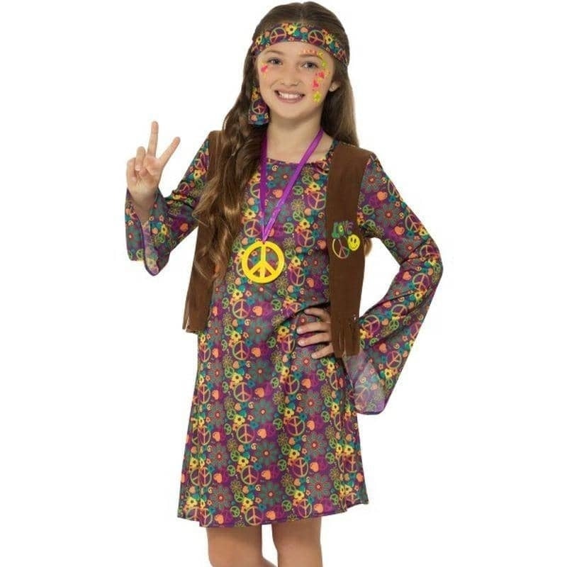 Hippie Girl Costume With Dress Child Multi_1