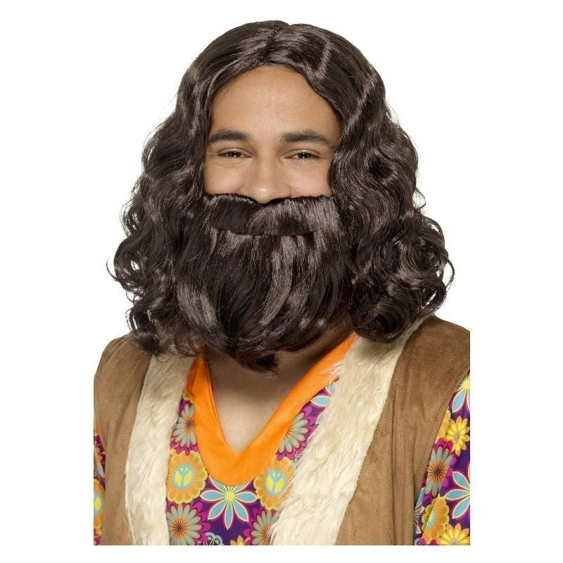 Size Chart Hippie Jesus Wig & Beard Set Adult Brown