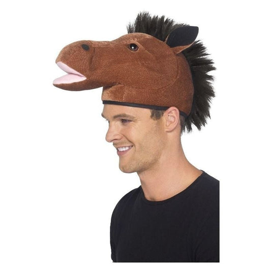 Horse Hat Adult Brown Animal Headpiece 2