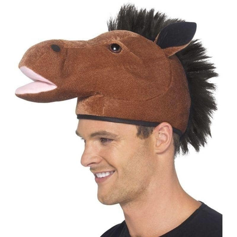 Horse Hat Adult Brown Animal Headpiece_1