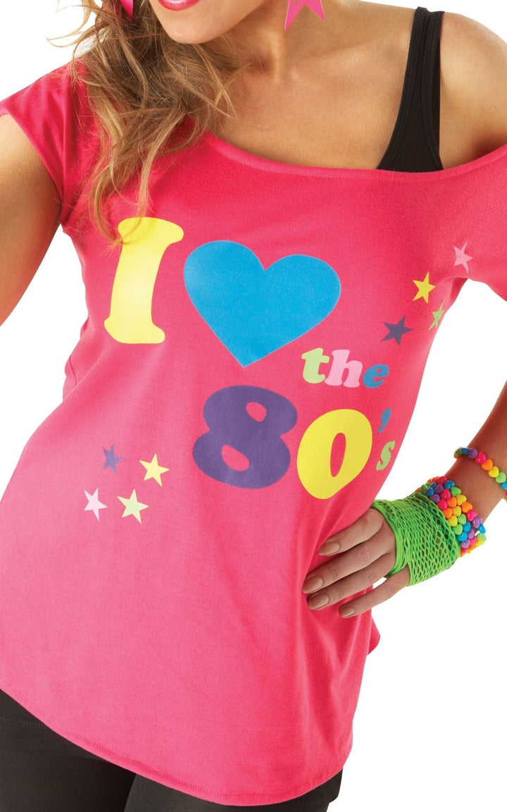 I Love The 80s Pink T Shirt Adult Costume_3