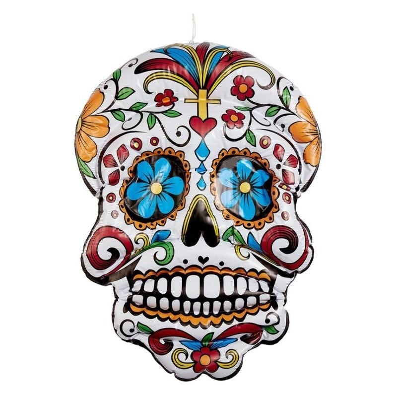 Inflatable Day Of The Dead Hanging Skull White 100cm_1