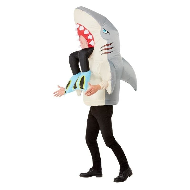 Inflatable Shark and Diver Costume Grey All In One with Self Inflating Fan 2