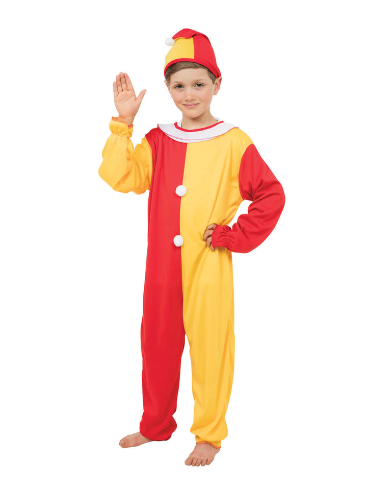 Jester Boys Clown Costume with Colorful Jumpsuit & Hat_1