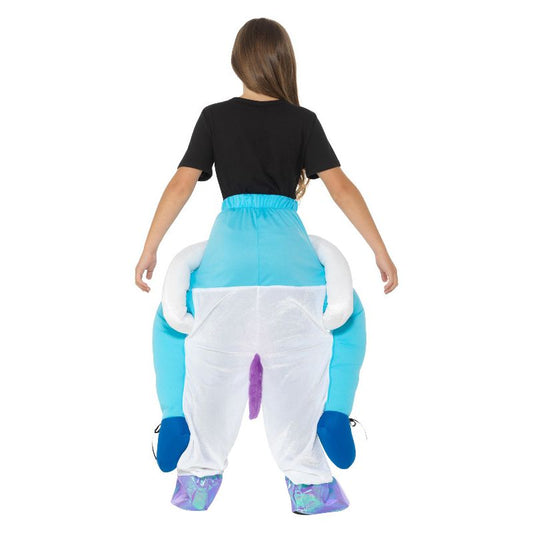 Kids Piggyback Unicorn Costume Pink and White Child 2