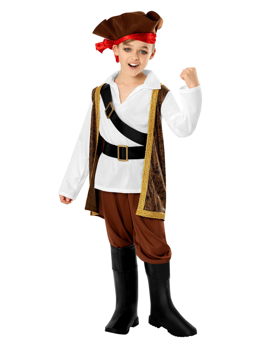 Kids Pirate Costume Hat Vest Boot Covers Belt Trousers_1