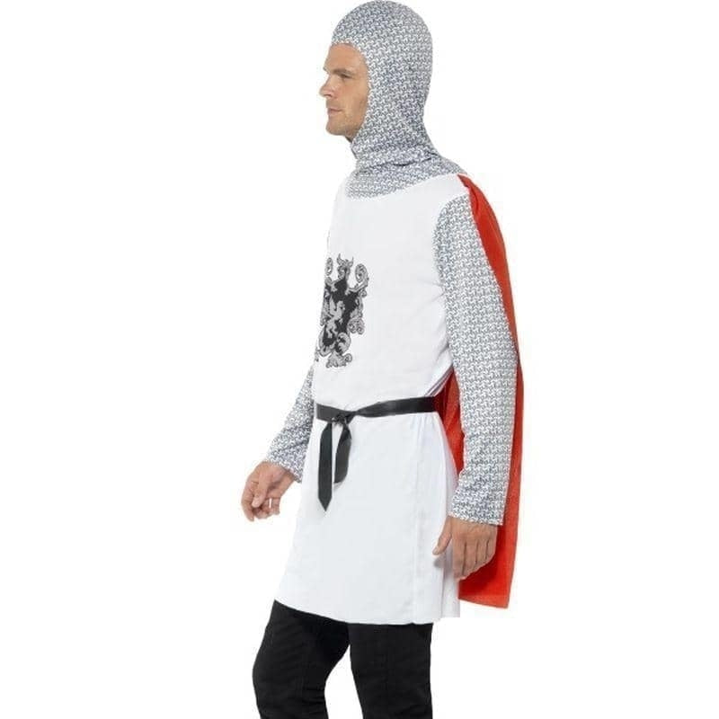 Knight Costume Adult White With Cape Belt Hood_2