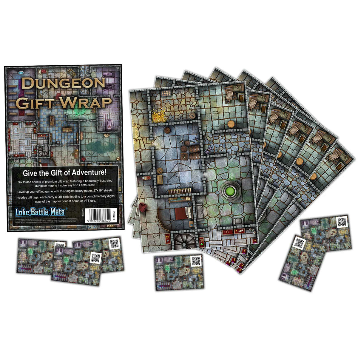 Dungeon Gift Wrap (Pack of 6 Sheets with Tags) 2