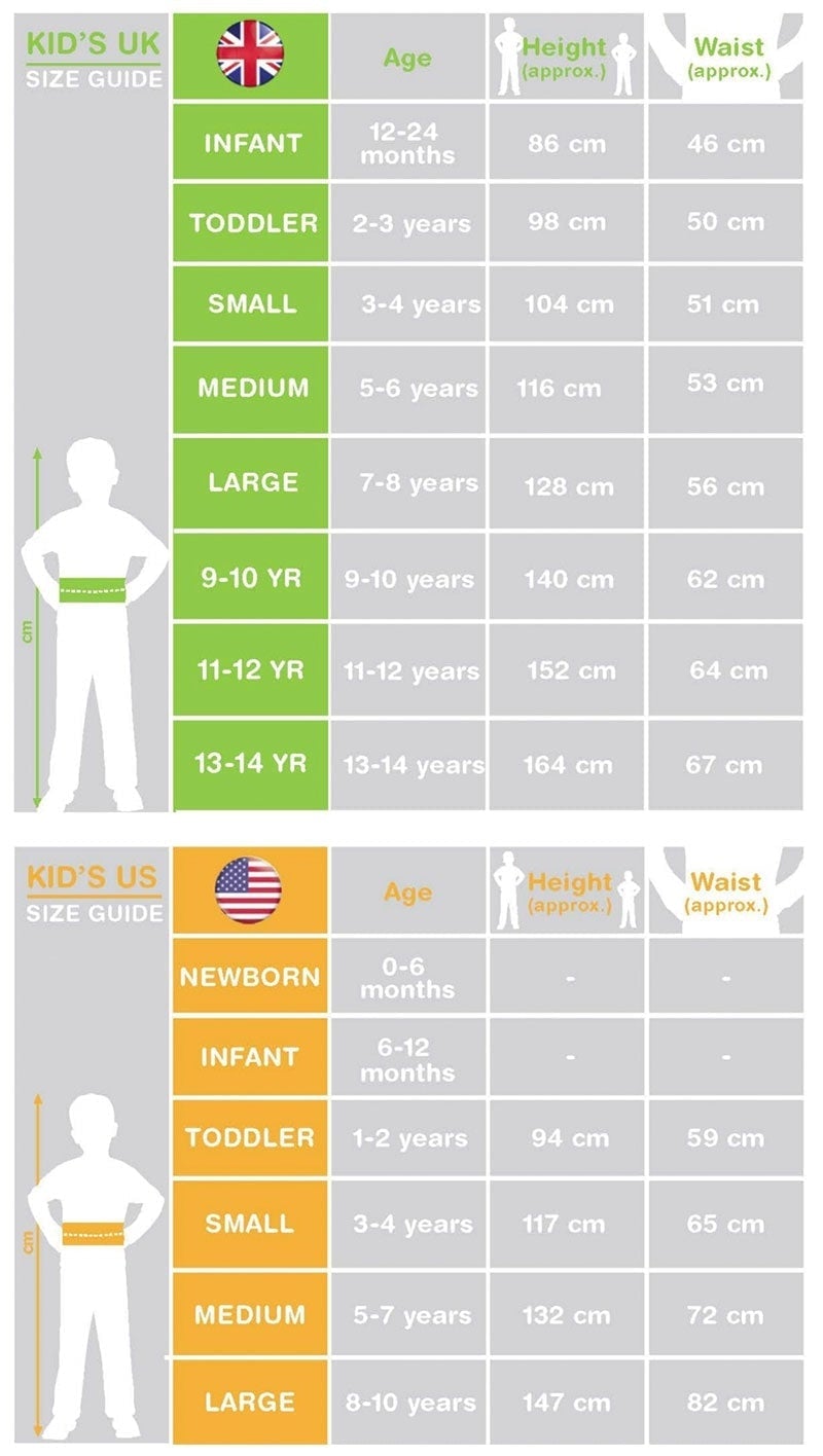 Size Chart Lachy Wiggle Deluxe Costume