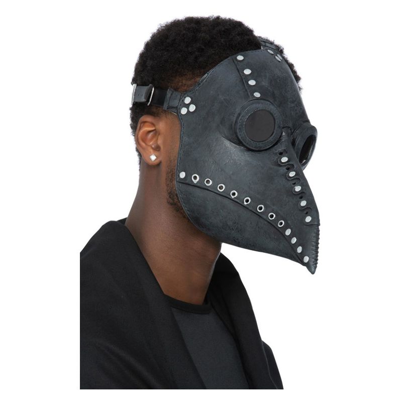 Latex Plague Doctor Mask Adult Black_1
