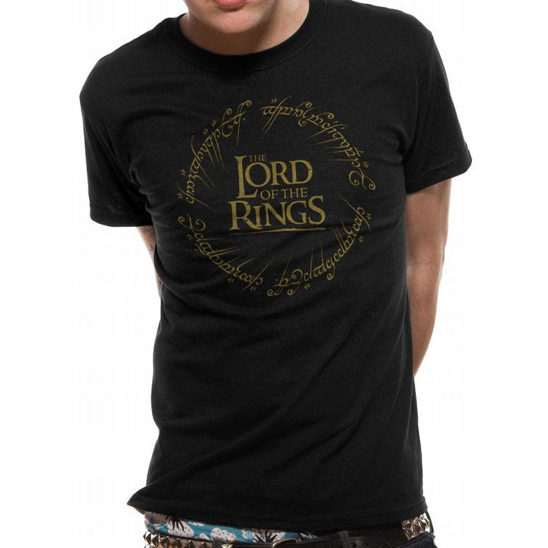 Lord Of The Rings Logo Gold Metallic T-Shirt Adult_1