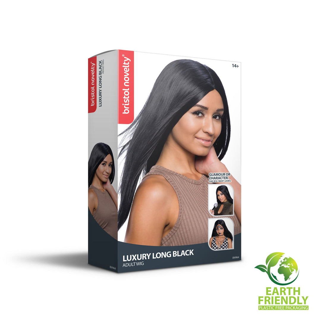 Size Chart Luxury Long Black Wig for Women