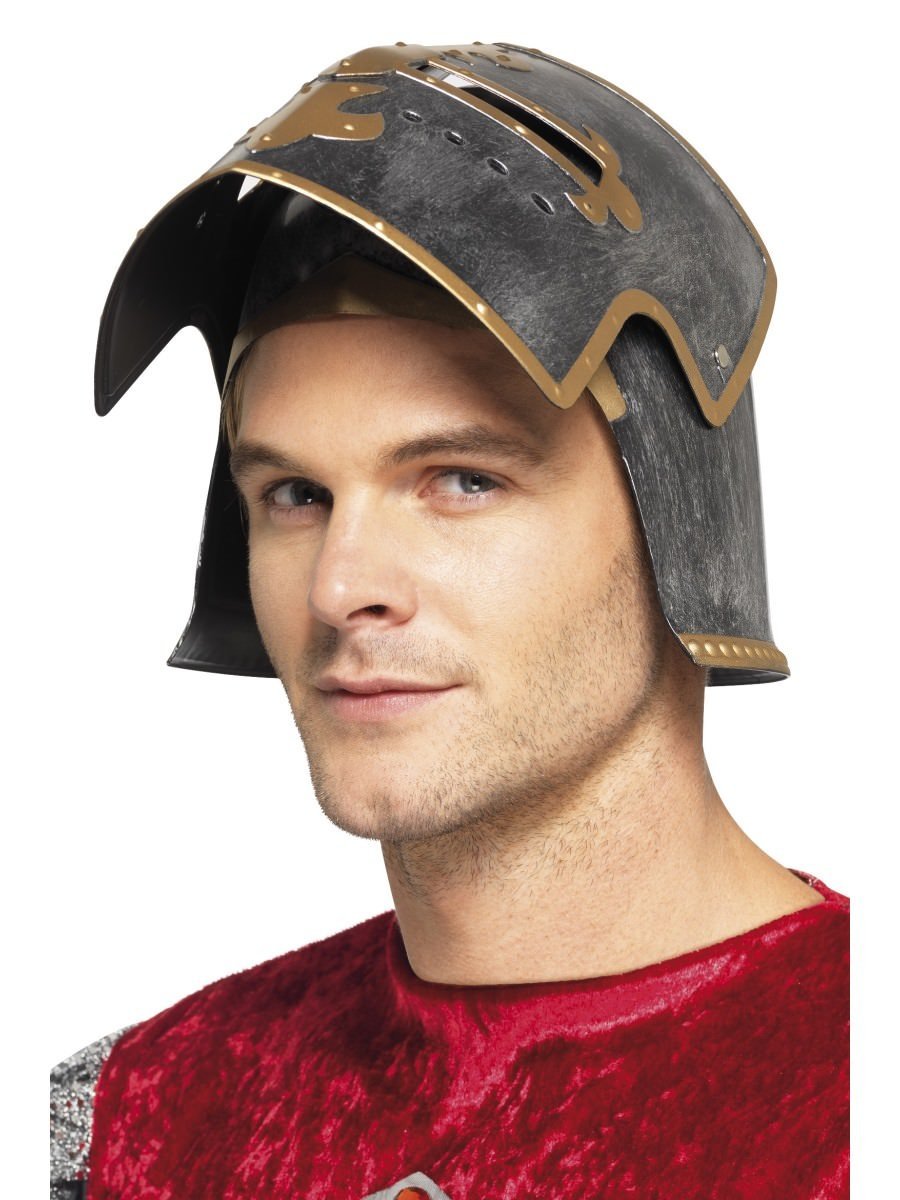Medieval Crusader Helmet Adult Silver Moveable Face Shield_2