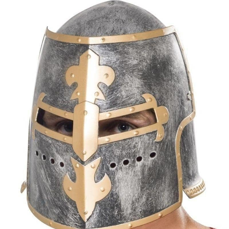Medieval Crusader Helmet Adult Silver Moveable Face Shield_1