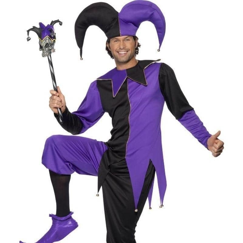 Medieval Jester Costume Adult Purple Black_1