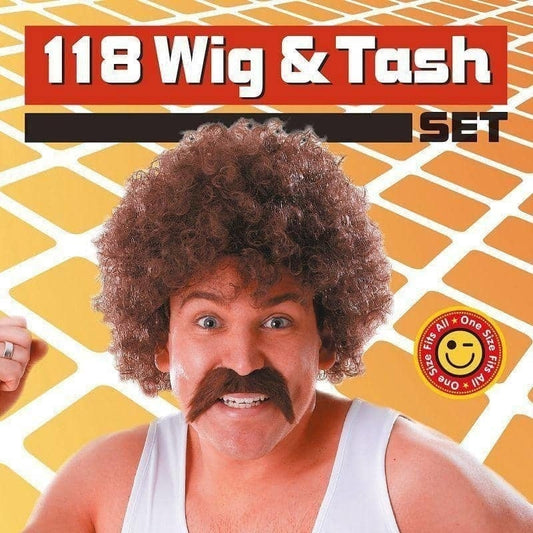 Mens 118 Wig + Tash Set Wigs Male Halloween Costume 2