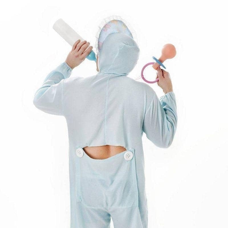Mens Baby Sleepsuit Blue Adult Costume Male Halloween_3