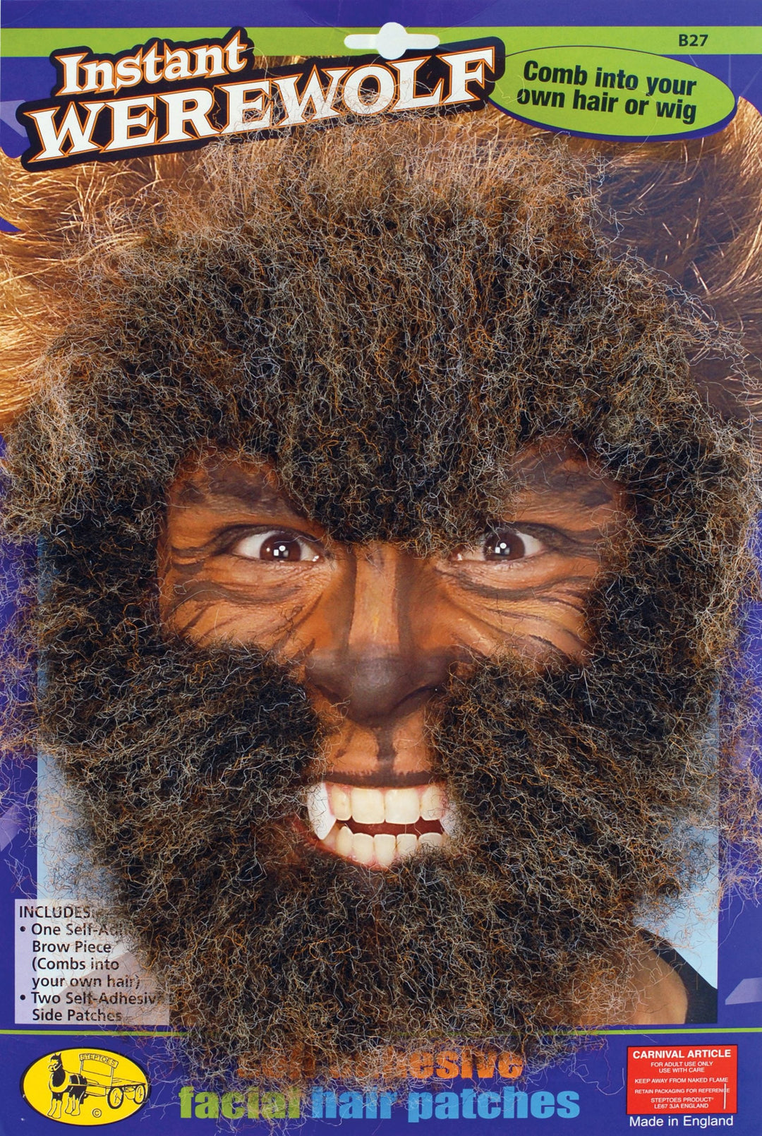 Mens Instant Werewolf Face Hair Kit Miscellaneous Disguises Male Halloween Costume_1