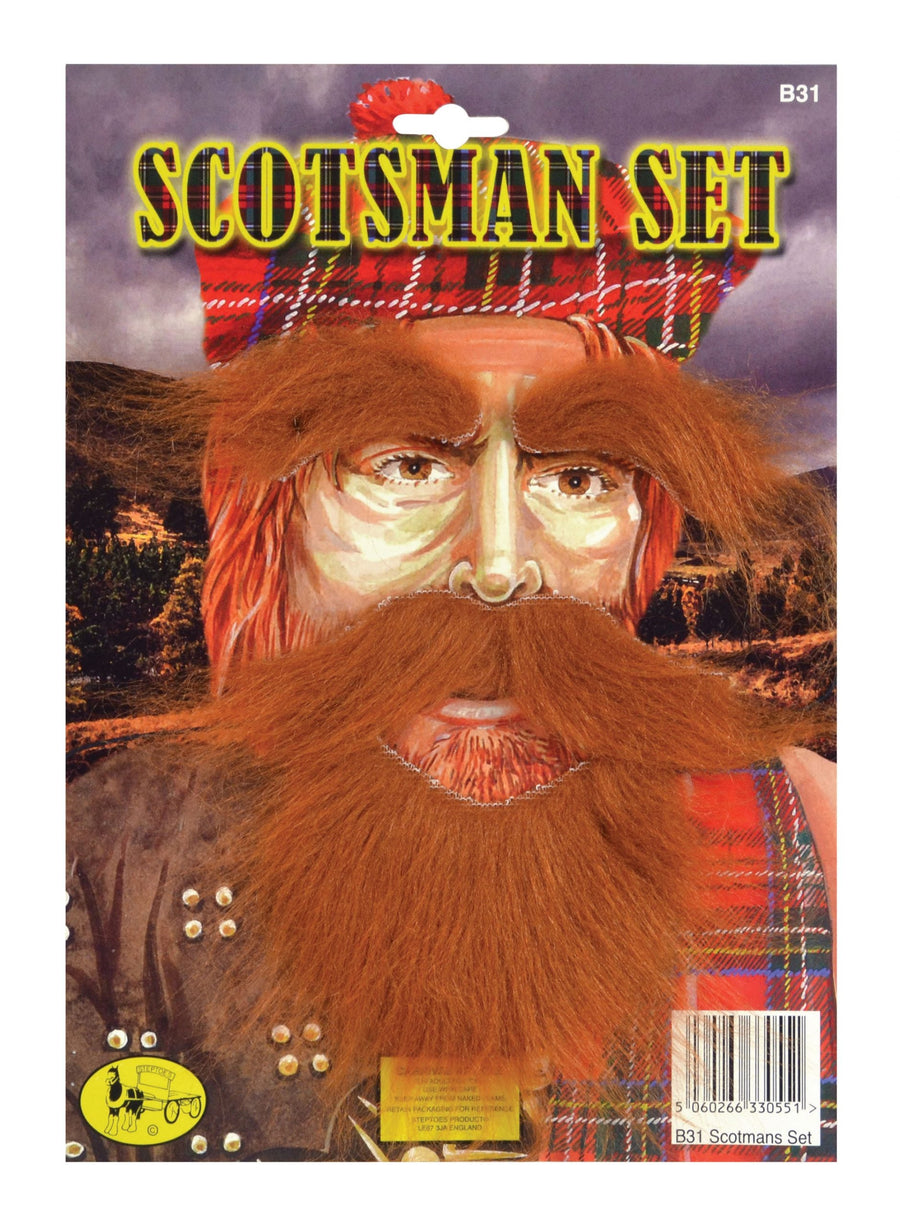 Mens Scotsman Set Beard Tash Eyebrows Beards Male Halloween Costume_1