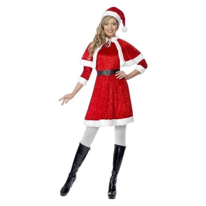 Miss Santa Costume Red Dress Cape Hat Belt_3