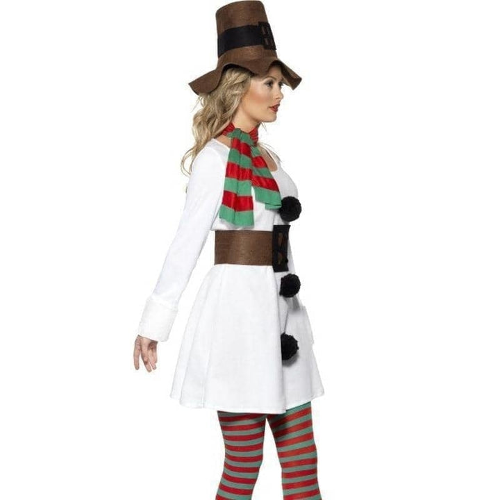 Miss Snowman Costume Adult White with Brown Hat_3