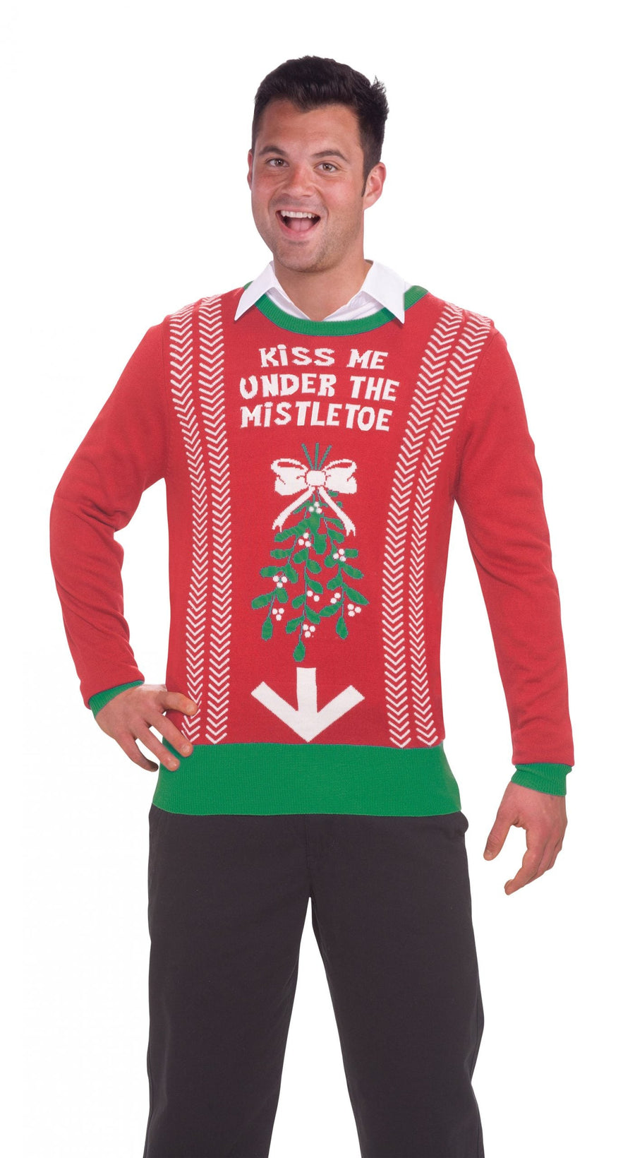 Mistletoe Sweater Adult Red Christmas Jumper_1